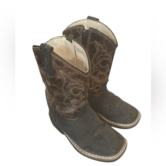Old West Other - Old West Western 7.0 D Boots Boys Zip TPR Outsole Black Cactus Brown BSI1966